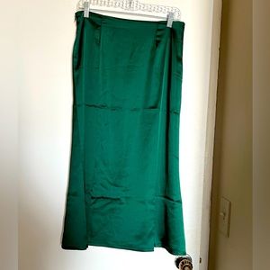 Green Satin Skirt. Never worn.